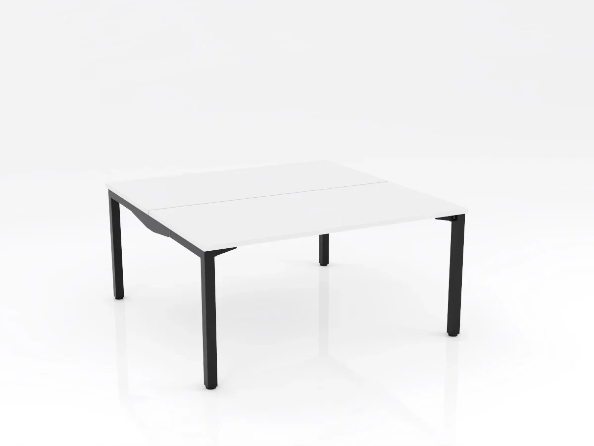 OL Axis Stretch Double Sided 2 User Desk – White Top Black Frame