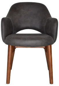 EZ Albury Solid Timber Walnut Stained Upholstered Hospitality Dining Armchair thumbnail 2