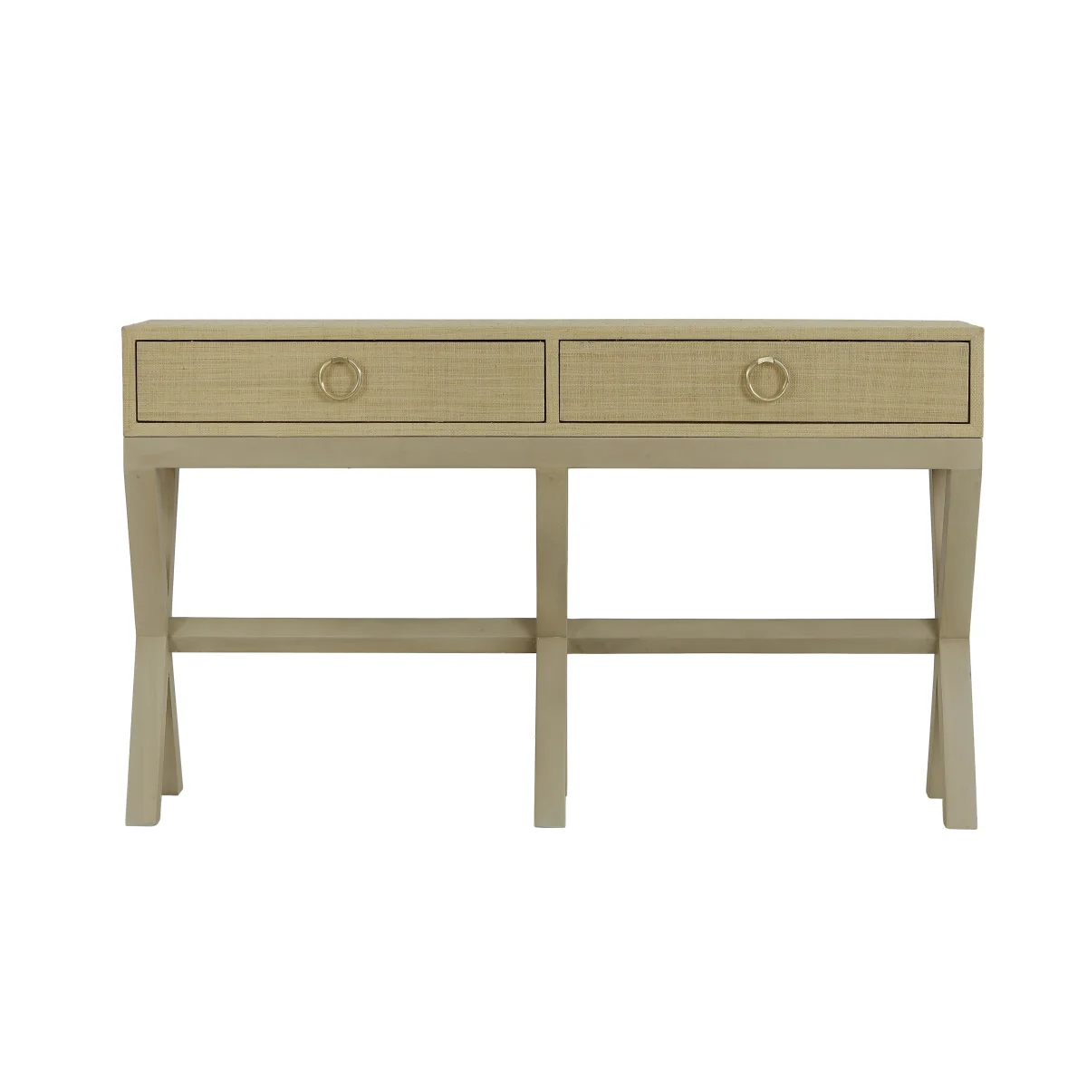 CR Renoir Raffia Solid Timber 2 Drawer Console Table