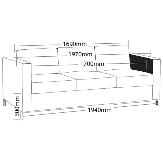 ST Plaza PU Leather 3 Seater Lounge Sofa