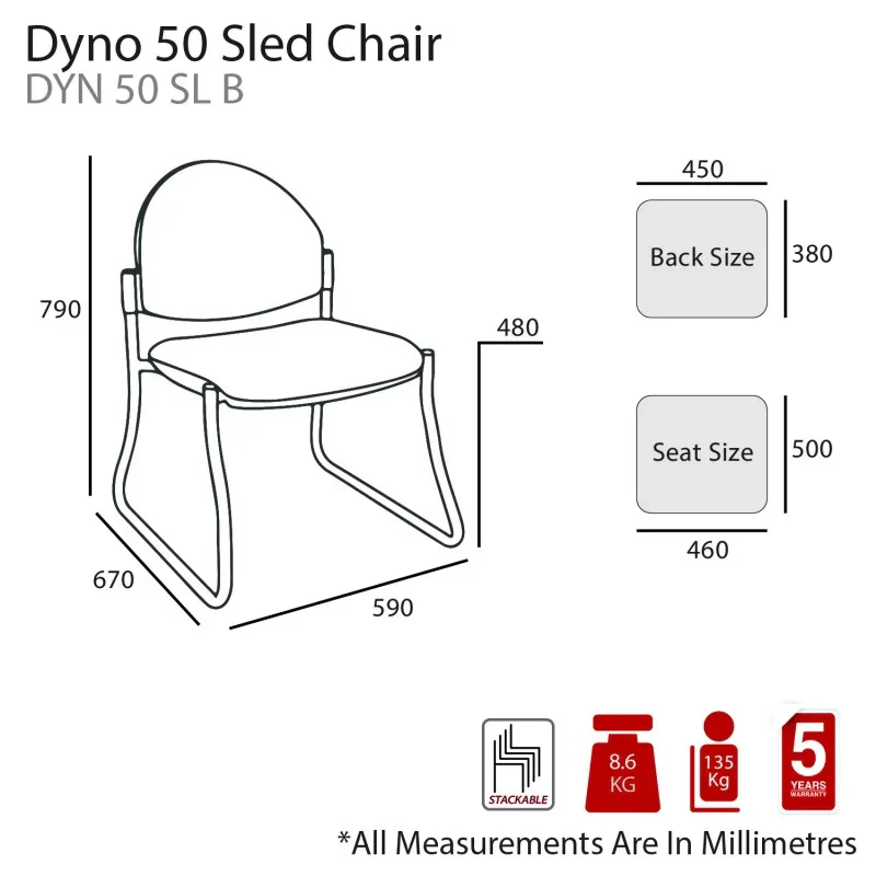 MA Dino 50 Fabric or PU Leather Upholstered Stackable Sled Base Visitor Chair