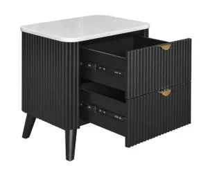 VI Cotswold Solid Timber Stone Top 2 Drawer Bedside Table thumbnail 10