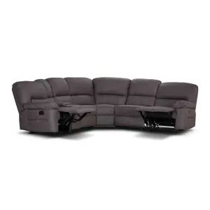 VI Jersey Fabric Upholstered 5 Seater Corner Modular Recliner Lounge thumbnail 3