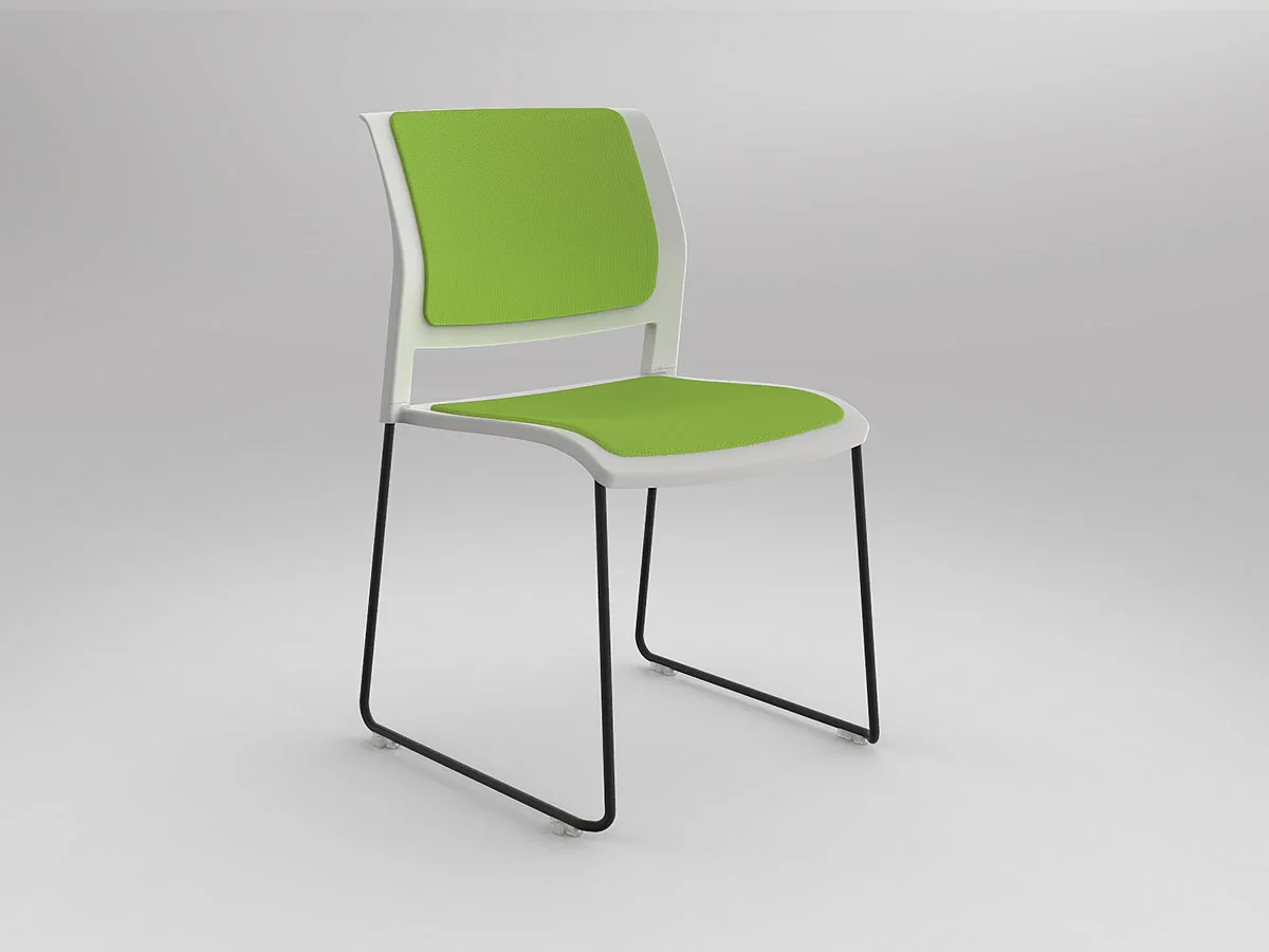 OL Game Fabric Upholstered Breakout Stacking Chair -White Shell