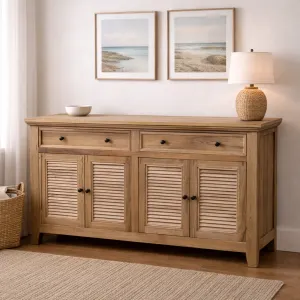 MF Recycled Elmwood Louvre 2 Drawer & 4 Door Sideboard thumbnail 3