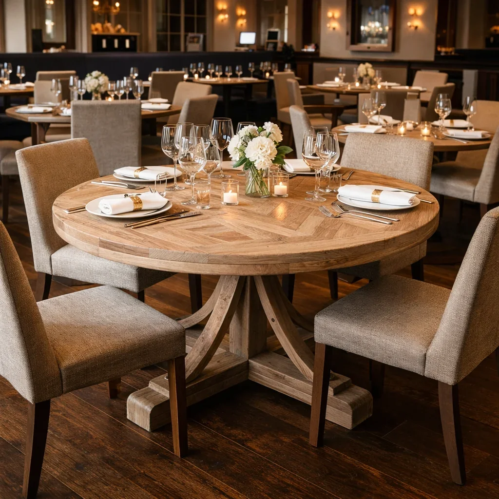 MF Brussels Recycled Elm Timber Round Dining Table