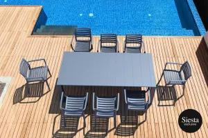 FL 9 Piece Vegas Outdoor Extendable Dining Table Setting with Artemis Armchair thumbnail 1