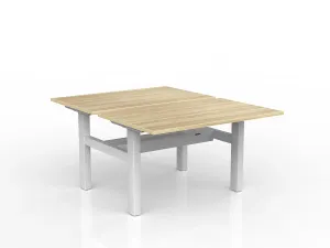 OL Agile Fixed Height Shared Desk – Oak Top with White Frame thumbnail 13