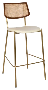 EZ Texas Metal Leg Rattan Back Barstool - Light Walnut thumbnail 6