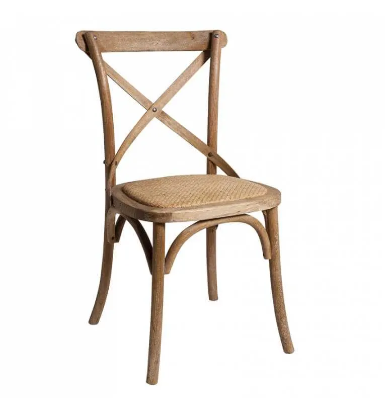 MF Cross Back Solid Timber Rattan Seat Dining Chair