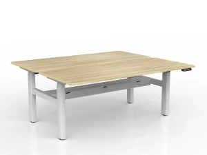 OL Agile 2 Column Electric Height Adjustable Shared Desk Oak Top White Frame thumbnail 15