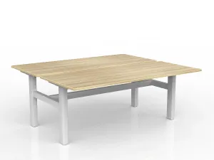 OL Agile Fixed Height Shared Desk – Oak Top with White Frame thumbnail 3