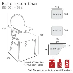 MA Bistro Fabric or Vinyl Upholstered Stackable Lecture Chair thumbnail 4