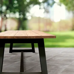 SH Catherine Aluminium Base Timber Top Outdoor Dining Table - Black thumbnail 3