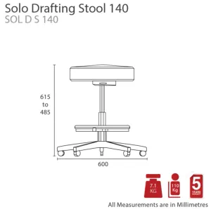 MA Solo PU Upholstered Drafting stool with Footring thumbnail 4