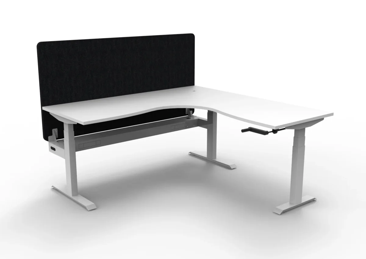 RL Boost Crank Height Adjustable Corner Workstation with Black Eco Panel Screen