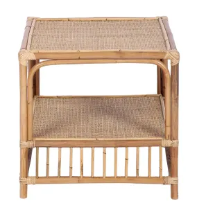 TJ Laguna Natural Rattan Square Side Table with Shelf thumbnail 1