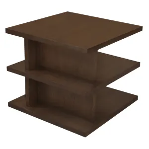 CT Hudson Solid Mindi Timber Square Side Table with Shelves thumbnail 3
