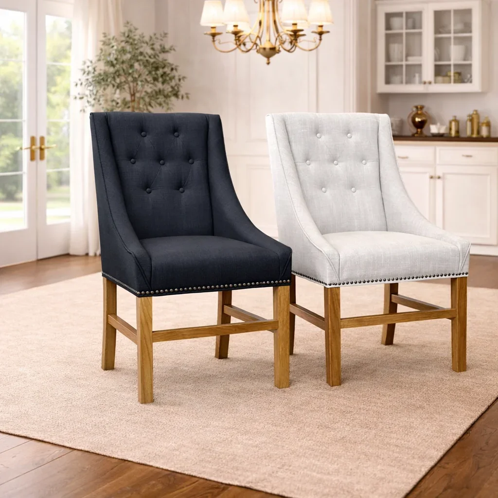 MF Hennessy Fabric Upholstered Timber Leg Dining Chair