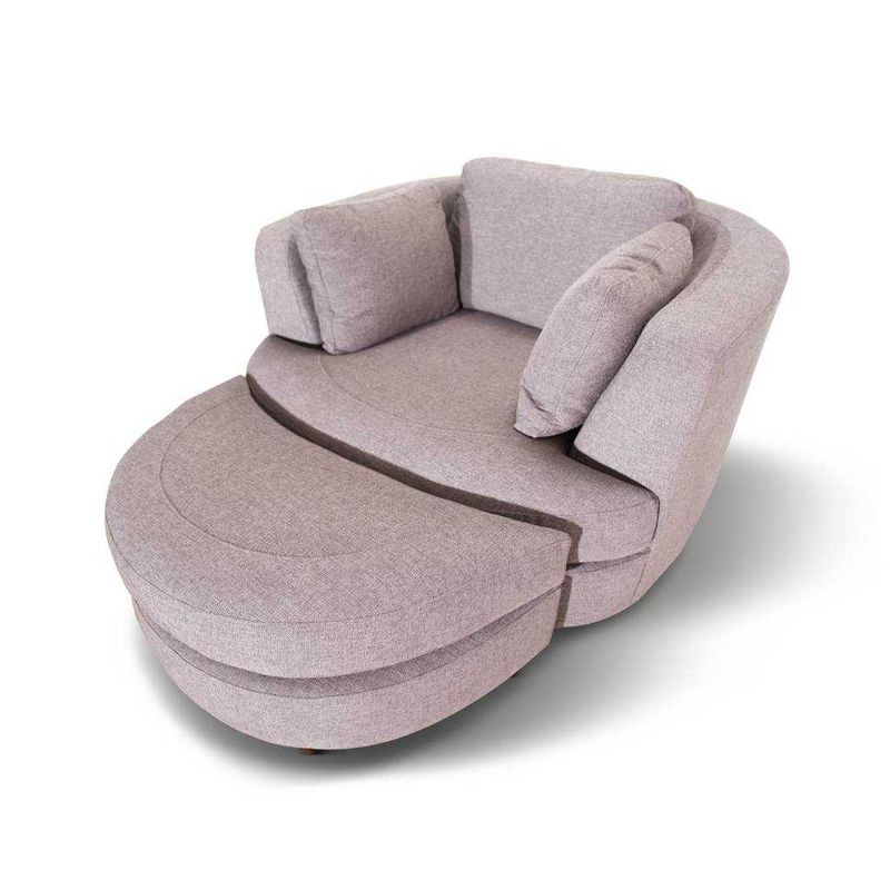 VI Orlando Fabric Upholstered Swivel Chair with Ottoman