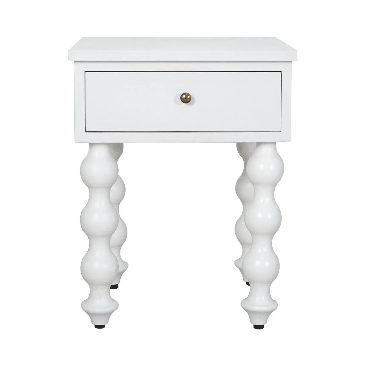 CR Carob Solid Timber Turned Leg 1 Drawer Bedside Table