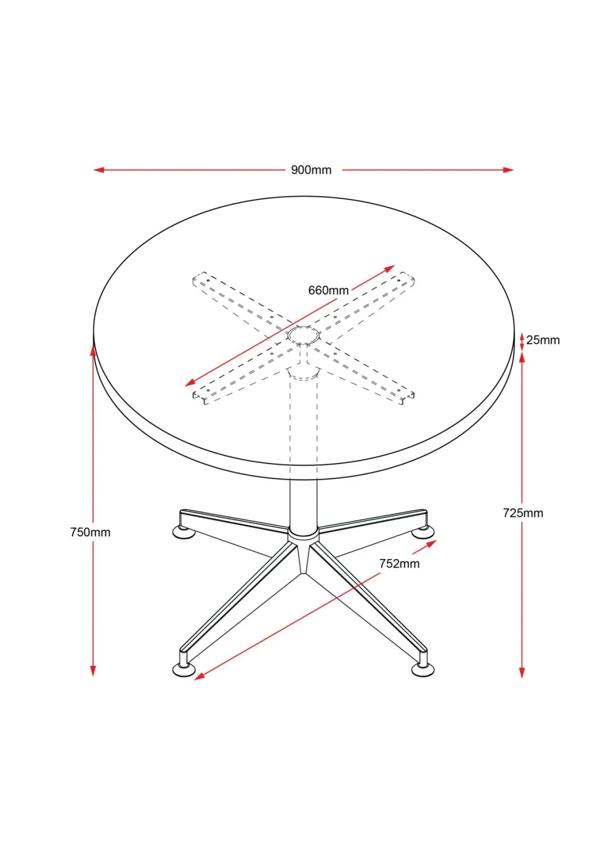 RL Typhoon Aluminium Base Round Meeting Table