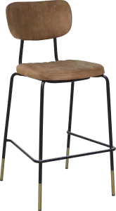 FL Tiramisu Premium Vinyl Upholstered Black Frame Brass Tips Hospitality Barstool thumbnail 1