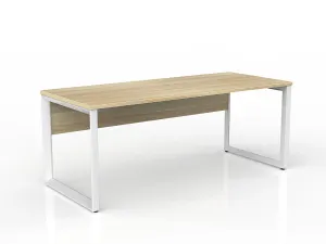 OL Anvil Straight Desk with Modesty – Oak Top with White Frame thumbnail 7