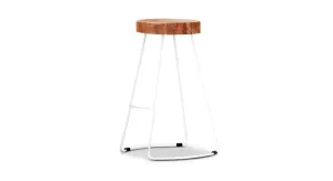 VI Tractor Solid Timber Top White Metal Base Barstool thumbnail 1