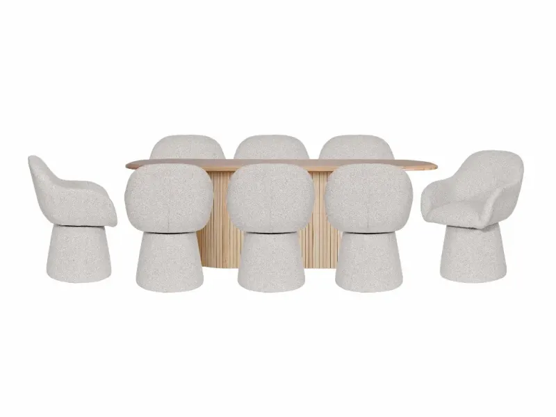 VI Adsila 9Pc 2.2m Dining Table & 8 Carter Chairs Kit