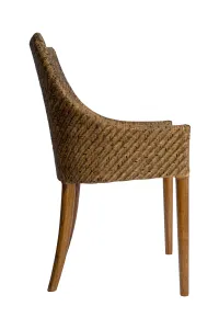 CR Georgia Timber Framed Rattan Back Fabric Seat Dining Chair thumbnail 4