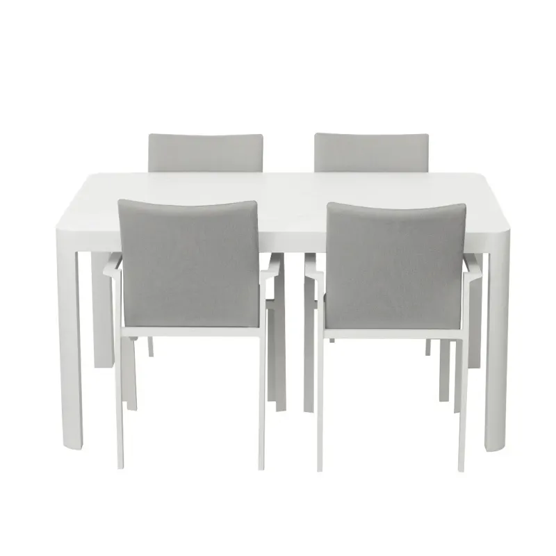Baska Extendable Outdoor Dining Set, Table + 4 Stackable Chairs