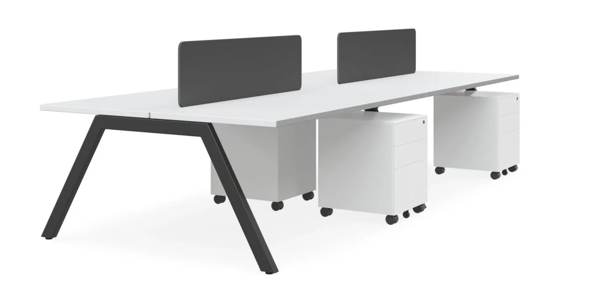 DD Vista Double Sided Workstation For 4 Person with Optic Screen