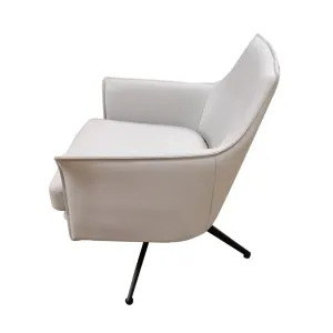 VI Baril Leather Upholstered Metal Legs Swivel Armchair thumbnail 4