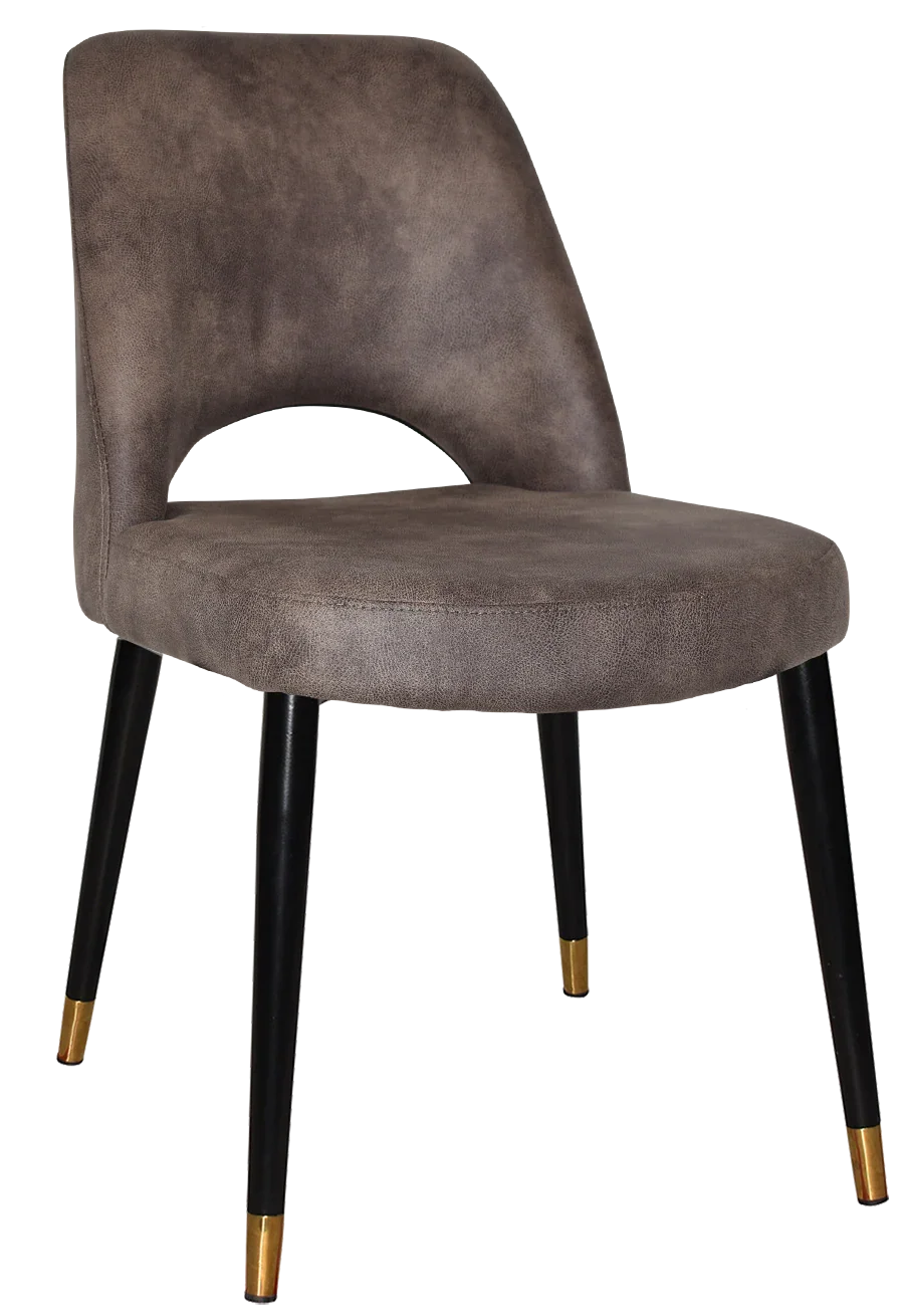 EZ Albury Black Stainless Steel Brass Top Leg Upholstered Hospitality Dining Chair