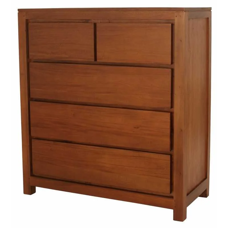 CT Amsterdam Solid Mahogany Timber 5 Drawer Tallboy