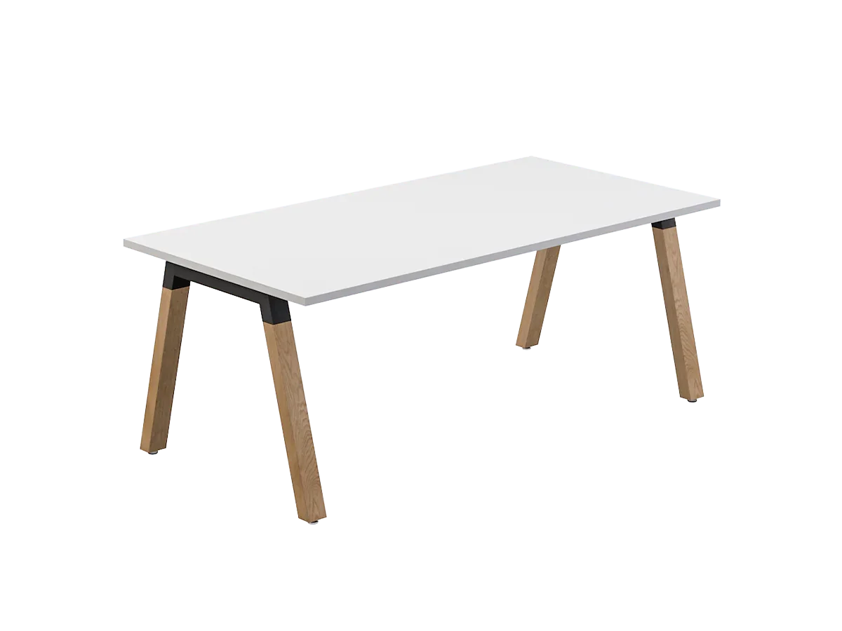 OL Plantation Melamine Top Timber Leg Single Sided Desk