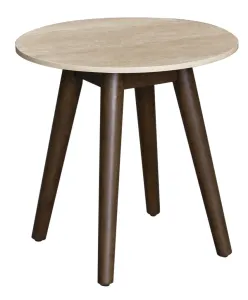 VI Cotswold Stone Top Metal Leg Round Lamp Table - Walnut thumbnail 1