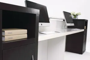 GP Aston Reception Counter Gloss White with Walnut Side thumbnail 6