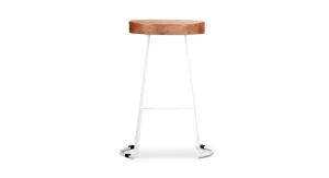 VI Tractor Solid Timber Top White Metal Base Barstool thumbnail 2