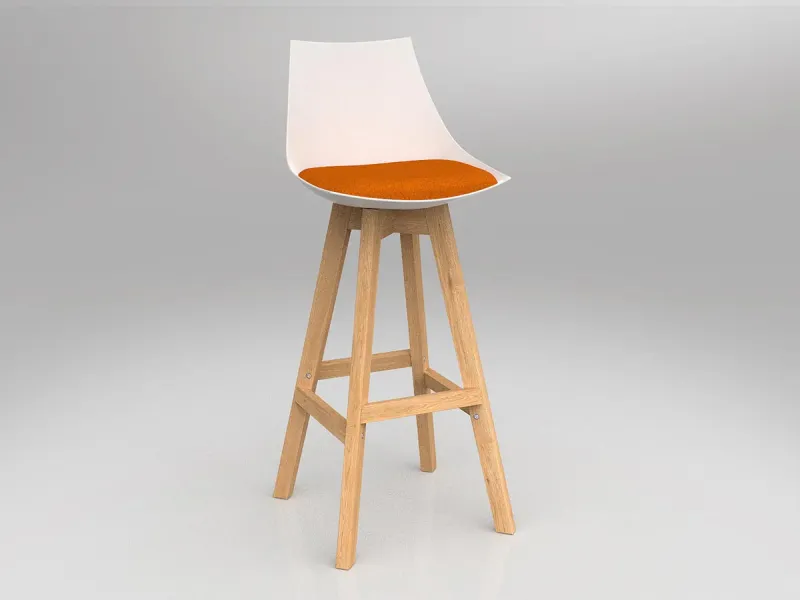 OL Luna Oak Timber Leg White Shell Barstool