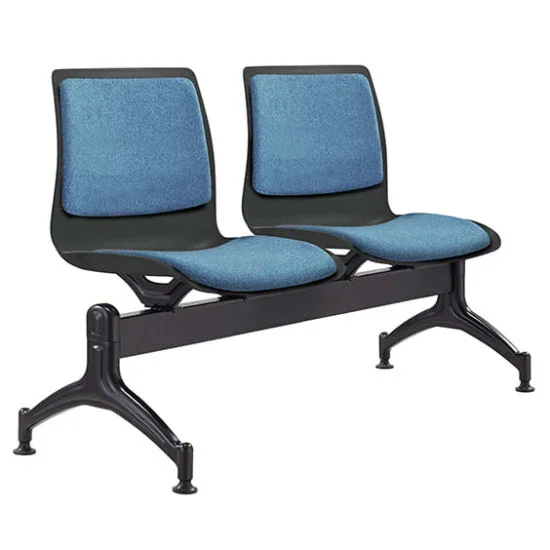 ST Pod Upholstered Black Plastic Shell 2 Seater Beam Seating