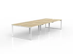 OL Anvil 6-User Double Sided Workspace – Oak Top with White Frame thumbnail 2