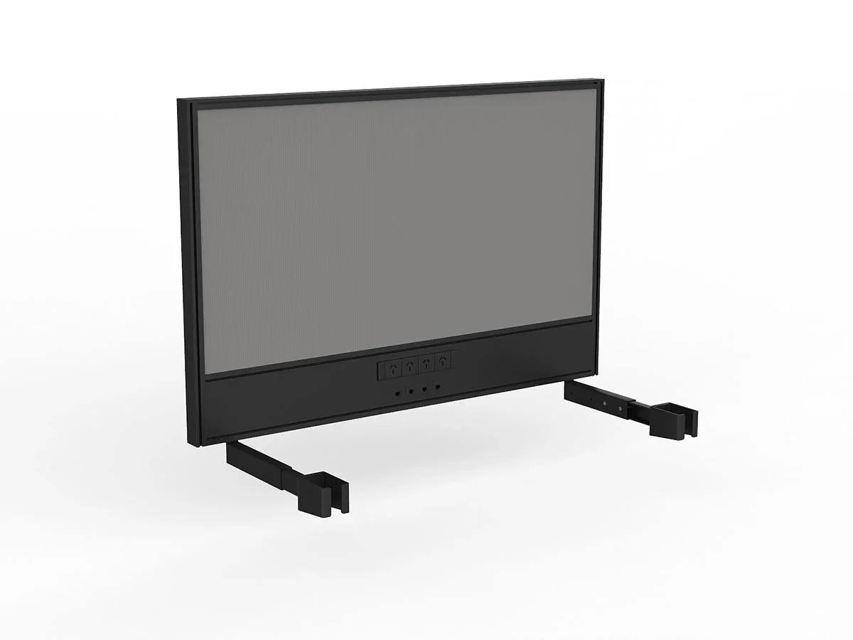 OL Studio Screen with Ducting for Agile Individual Desk – Breath Fabric with Black Frame