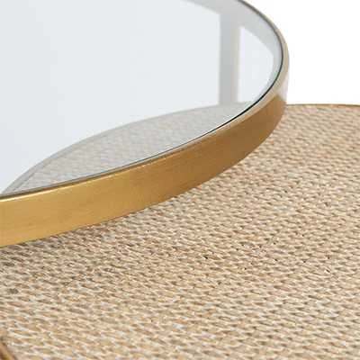SH Marina Metal Framed Glass Top Round Nesting Side Tables