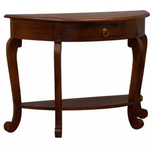 CT Cabriol Leg Solid Timber 1 Drawer Half Round Sofa Table thumbnail 2