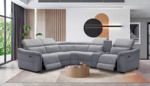 VI Robbie Fab Cnr Mod with 2 End Power Recliner - Grey thumbnail 3