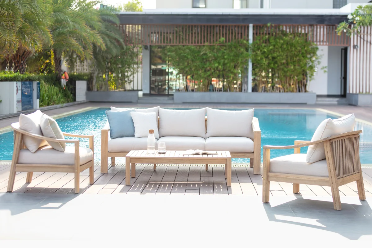 CR Sycamore Solid Timber 4 Piece Outdoor Lounge Set with Cushion