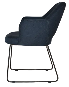 EZ Albury Black Metal Sled Base Upholstered Hospitality Dining Armchair thumbnail 6
