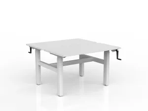 OL Agile Winder Height Adjustable Shared Desk – White Top with White Frame thumbnail 14